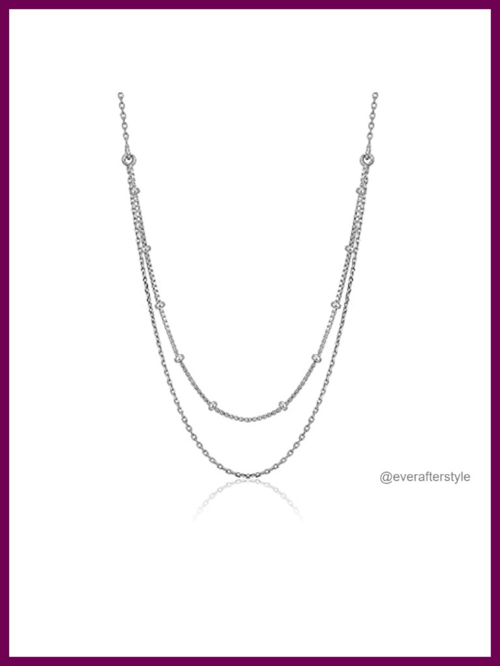 Sterling Silver Double Layered Beaded Choker Necklace 16"